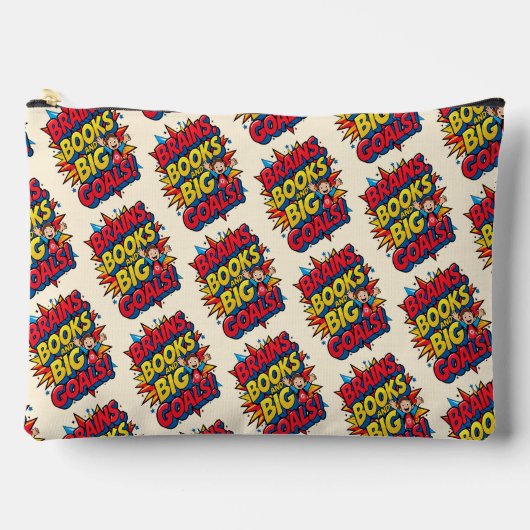 Brains Booksと大きなゴール-おもしろいバックツースクール アクセサリーポーチ (正面)