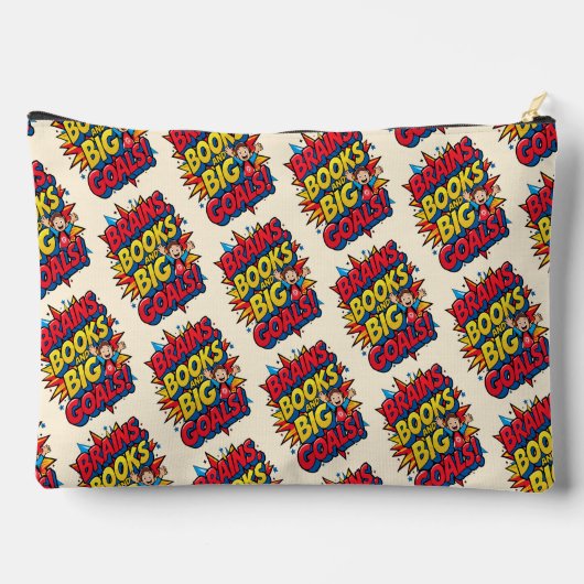 Brains Booksと大きなゴール-おもしろいバックツースクール アクセサリーポーチ (裏面)