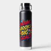 Brains Booksと大きなゴール-おもしろいバックツースクール ウォーターボトル (背面)