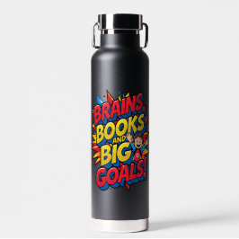 Brains Booksと大きなゴール-おもしろいバックツースクール ウォーターボトル