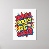 Brains Booksと大きなゴール-おもしろいバックツースクール キャンバスプリント (正面)