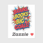 Brains Booksと大きなゴール-おもしろいバックツースクール シール (シート)