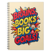 Brains Booksと大きなゴール-おもしろいバックツースクール ノートブック (正面)