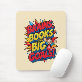 Brains Booksと大きなゴール-おもしろいバックツースクール マウスパッド