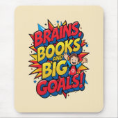 Brains Booksと大きなゴール-おもしろいバックツースクール マウスパッド (正面)