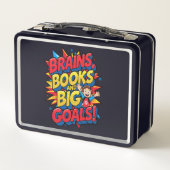 Brains Booksと大きなゴール-おもしろいバックツースクール メタルランチボックス (裏面)