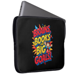 Brains Booksと大きなゴール-おもしろいバックツースクール ラップトップスリーブ