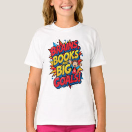 Brains Booksと大きなゴール-おもしろいバックツースクール Tシャツ