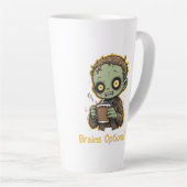 Brains Optional Zombie Coffee Funny Cute Undead  カフェラテマグ (右アングル)