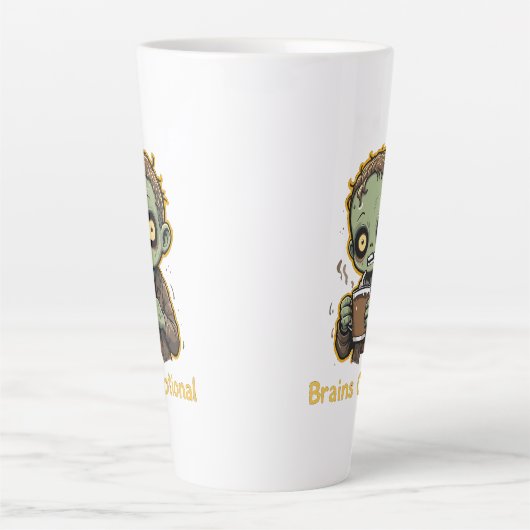 Brains Optional Zombie Coffee Funny Cute Undead  カフェラテマグ (正面)