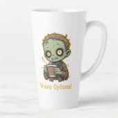 Brains Optional Zombie Coffee Funny Cute Undead  カフェラテマグ (右)