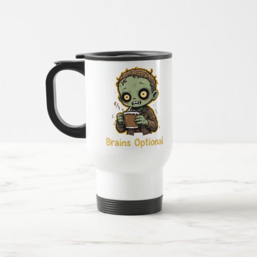Brains Optional Zombie Coffee Funny Cute Undead  トラベルマグ (左)