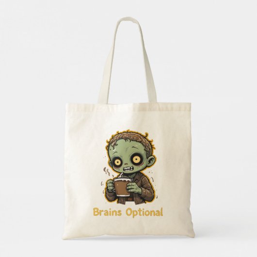 Brains Optional Zombie Coffee Funny Cute Undead トートバッグ (裏面)