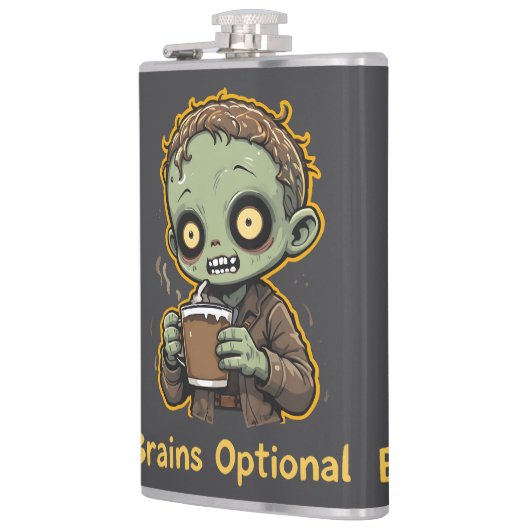 Brains Optional Zombie Coffee Funny Cute Undead  フラスク (左)