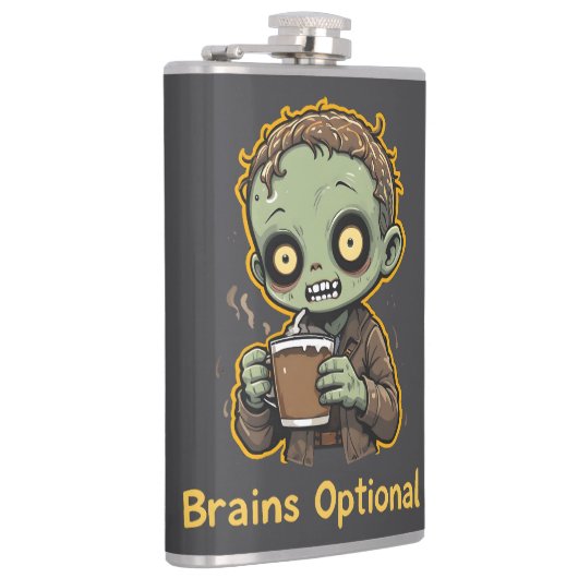 Brains Optional Zombie Coffee Funny Cute Undead フラスク (右)