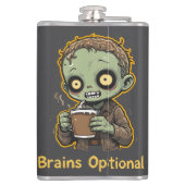 Brains Optional Zombie Coffee Funny Cute Undead  フラスク (裏面)