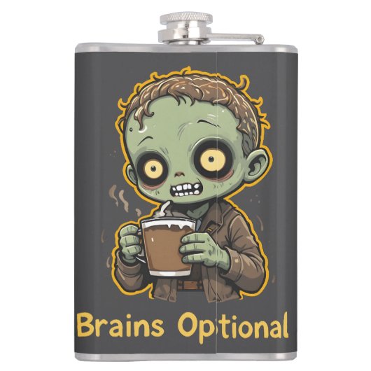 Brains Optional Zombie Coffee Funny Cute Undead  フラスク (裏面)