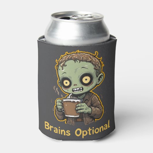 Brains Optional Zombie Coffee Funny Cute Undead  缶クーラー (缶正面)