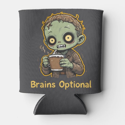 Brains Optional Zombie Coffee Funny Cute Undead  缶クーラー (正面)
