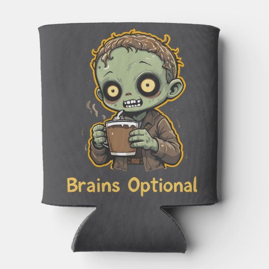 Brains Optional Zombie Coffee Funny Cute Undead  缶クーラー (裏面)