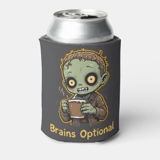 Brains Optional Zombie Coffee Funny Cute Undead  缶クーラー (缶裏面)
