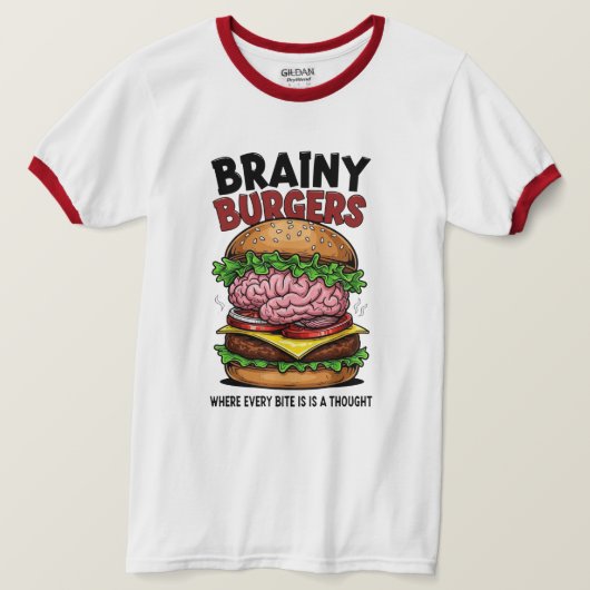 Brainy Burgers Ringer T-Shirt Tシャツ (デザイン正面)