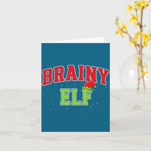 Brainy Elf Christmas Family Matching Group Xmas  カード (黄色い花)