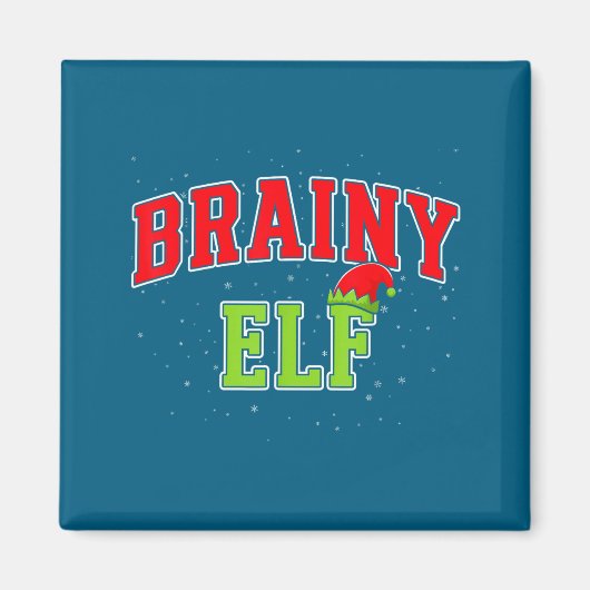 Brainy Elf Christmas Family Matching Group Xmas  マグネット (正面)