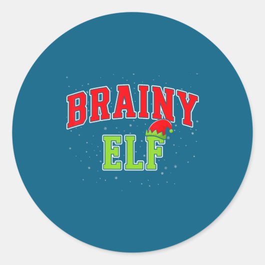Brainy Elf Christmas Family Matching Group Xmas  ラウンドシール (正面)