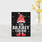 Brainy Gnome Christmas Family Matching Group Funny カード (黄色い花)
