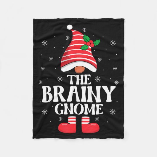 Brainy Gnome Christmas Family Matching Group Funny フリースブランケット (正面)