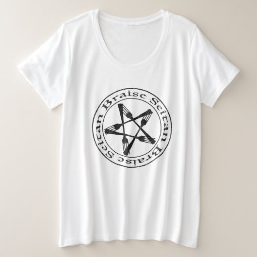 Braise Seitan Vegan Pentagram (dark version) プラスサイズTシャツ (デザイン正面)