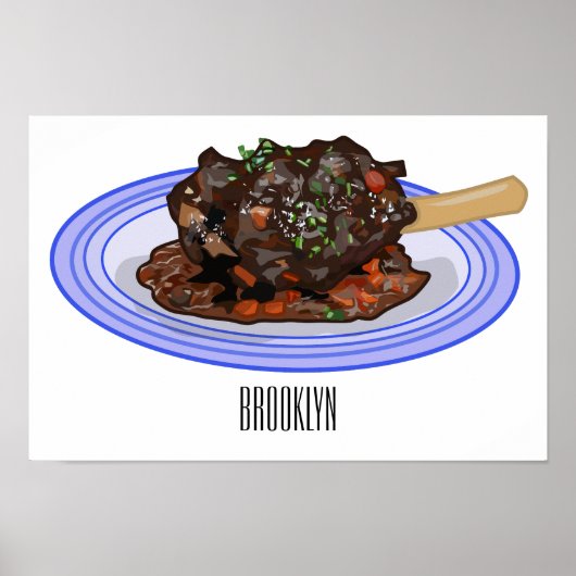  Braised lamb shank cartoon illustration  ポスター (正面)