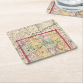 Branch郡、ミシガン州の地図 スクエアペーパーコースター (アングル)