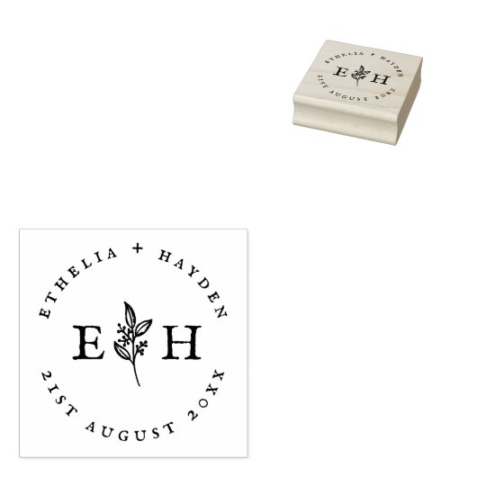 Branch 素朴 Outdoorの結婚日付とカップルの名前 ラバースタンプ (押印)