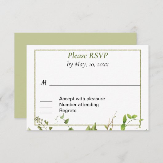 Branch Greeneryの素朴応答カード 出欠カード (正面/裏面)