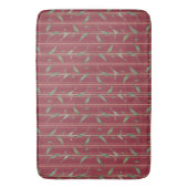 Branch of leaves on red wallpaper shower curtain バスマット (正面縦)