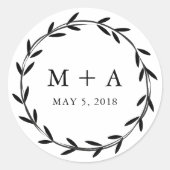 Branch Rustic  Wedding Design ラウンドシール (正面)