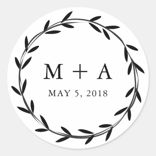 Branch Rustic  Wedding Design ラウンドシール (正面)