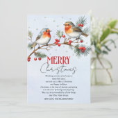 Branch with robin birds and berries Christmas シーズンカード (スタンド正面)