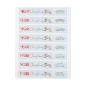 Branch with robin birds and berries Christmas ラップアラウンドラベル (シート)