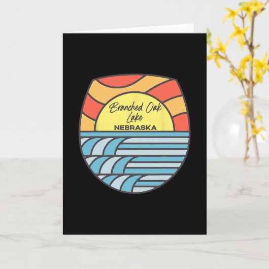 Branched Oak Lake Nebraska Ne Sunset Vacation Souv カード (黄色い花)
