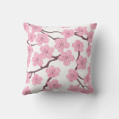 Branches Blooming Pink Sakura Elegant Spring Flora クッション (裏面)