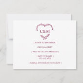 Branches Heart with Initials in Cramberry Color セーブザデート (裏面)