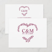 Branches Heart with Initials in Cramberry Color セーブザデート (正面/裏面)