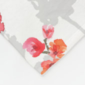 Branches of cherry blossoms on white and grey back フリースブランケット (角)