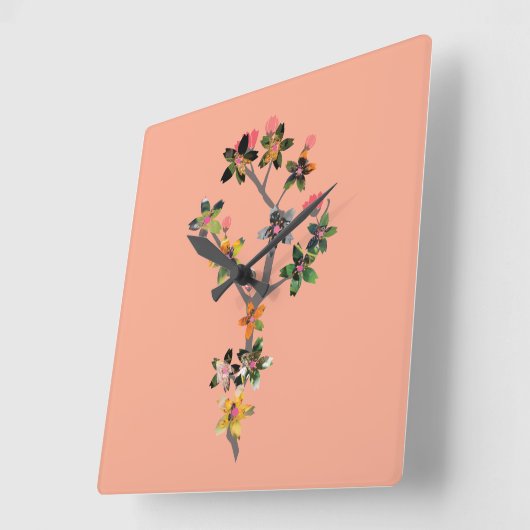 Branches of Insects スクエア壁時計 (傾斜)