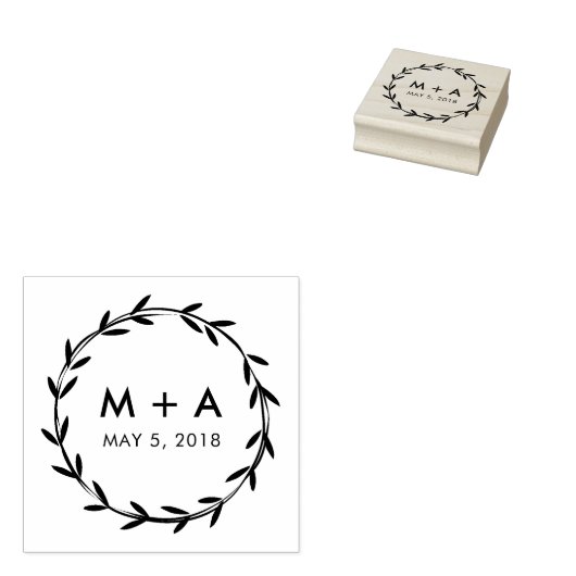 Branches Rustic Wedding Monogram Initials ラバースタンプ (押印)