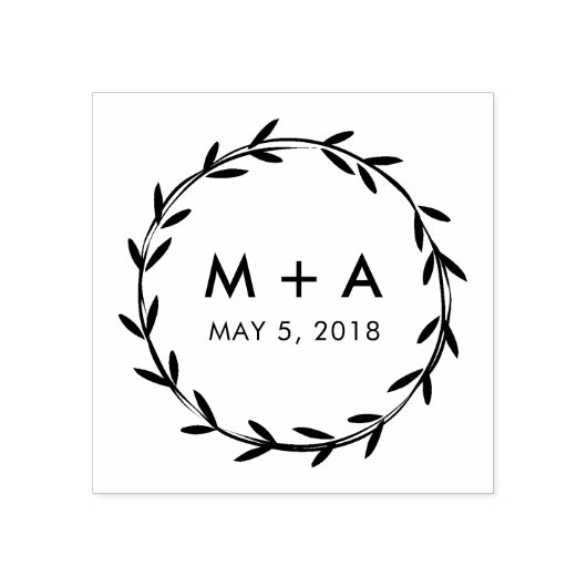 Branches Rustic Wedding Monogram Initials ラバースタンプ (インプリント)