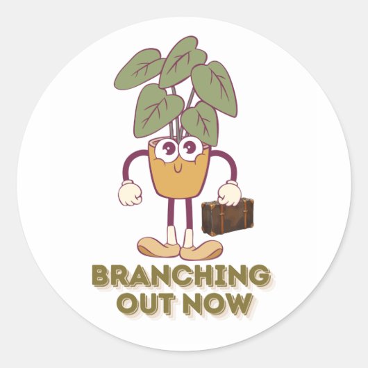 Branching Out Now — Cute Plant Graphic ラウンドシール (正面)